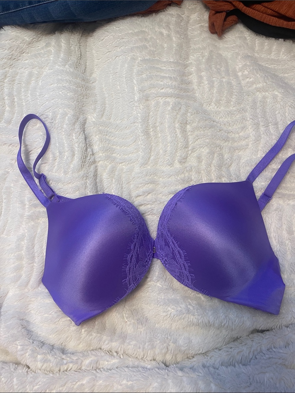 Purple Smooth T-Shirt Bra with Lace Trim - Women Intimates push up